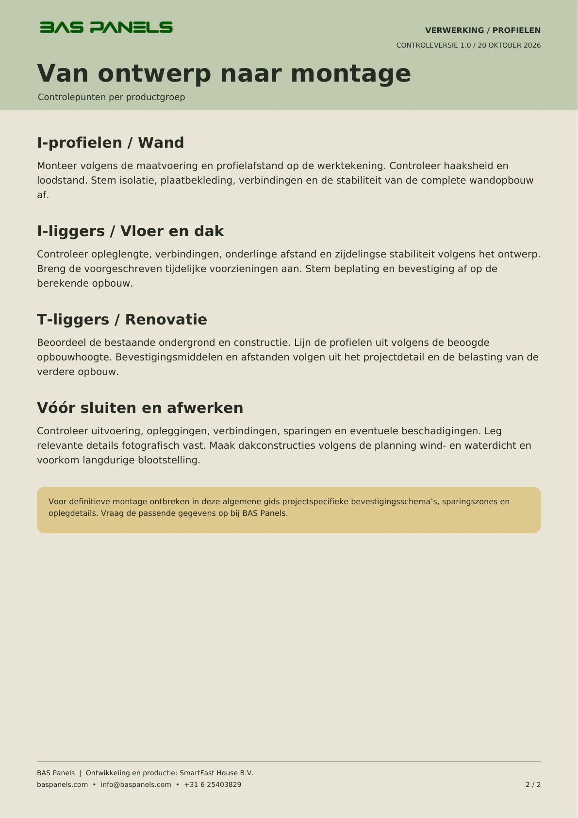 Verwerking profielen en liggers — pagina 2